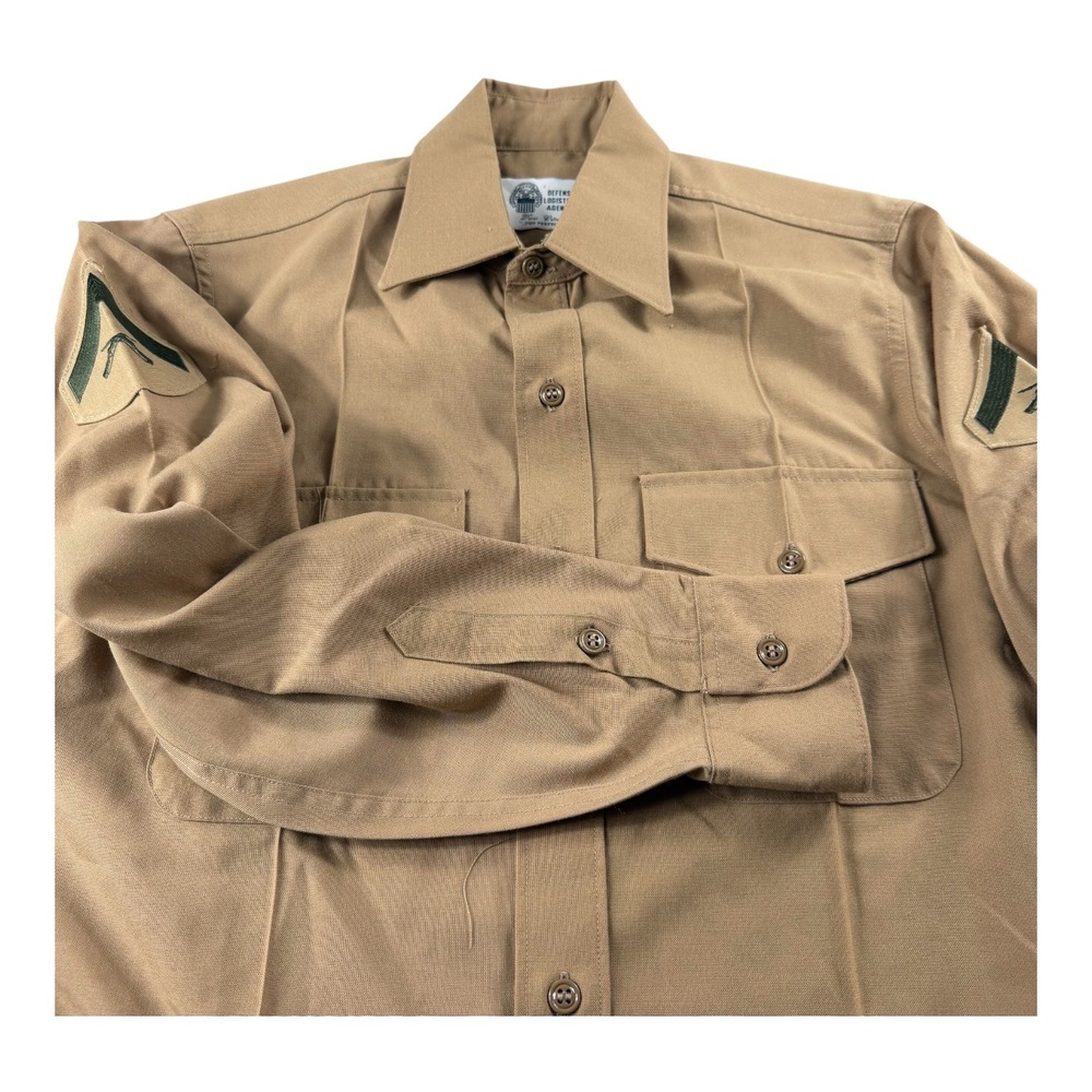 USMC Khaki Long Sleeve Service Shirt 15x35 Lance Corporal Wood Blend DLA